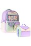 Girl's Primary School Backpack and Lunch Set - Green with Virgo Pompom Accessories - Lilac Setcc-C4092B
