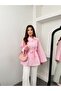 Oversized Collar Belted Women's Shirt