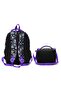 Girl's Primary School Bag and Lunch Set - Black Purple Teddy Bear Printed Setygn33242B - 2