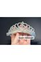 White Luxury Crystal Stone Tulle Light Felt Eva Fabric Metal Crown Princess Queen Tiara with Heart Motif - 4