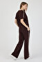 Women's Modal Fabric Tracksuit Set with Snap Buttons and Piping Detail on the Sides - 4