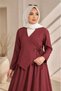Women's Side-Tie Gold Buckle Double-Breasted Two-Piece Hijab Suit Sb0039 - 2