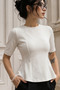 Women's Waist-Fitted Short Sleeve Blouse - 2