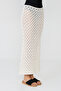 Women's Cream Openwork Perforated Long Beach Knitwear Skirt - 5