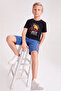 Summer Round Neck Motorcycles Print Detailed Boys' Top and Bottom Set - 3