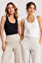 Women's 2-Piece Cotton & Modal Thick Strap Flexible Basic Undershirt - 2-Piece Advantage Pack