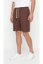 Men's Brown Color 100% Cotton Linen Muslin Shorts with Back Pockets and Laces - 5