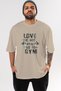 Go to Gym Oversize Front Printed Beige T-Shirt 100% Cotton Streetwear Premium Comfortable Fit - 2