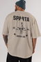 Sparta Gym Oversize Back Printed Beige T-Shirt 100% Cotton Streetwear Premium Comfortable Fit - 5