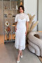 Elegant Midi White Lace Dress with High Collar Lining - 6