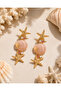 Sea Star and Seashell Figured Stone Detailed Dangle Earrings - 2