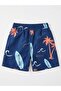 Boy's Patterned Shorts Swimsuit M00829 Dark Blue - 3