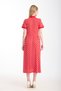 Red Polka Dot Shirt Collar Cotton Pocket Casual Dress - 4
