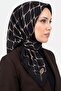 وشاح نسائي من القماش المضلع باللونين الأسود والبيج بنمط هندسي
