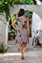 Women's Crew Neck Italian Style Patterned Lined Dress - 5