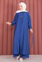 Lace-Up High Collar Long Tunic Set Cobalt blue - 4
