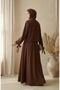 Button Detailed Blouse Skirt Tesetür Double Set 5658-04 Brown - 5