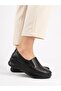 Women's Black Genuine Leather Orthopedic Soft Sole Casual Shoes