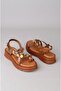 Seç C405 Genuine Leather Flip-Flop Women's Sandals (Sole:3.5 cm) Tan - 7