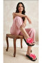 Helena Pink Flower Detailed Single Strap Slippers - 3