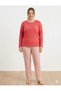 Women's Long Sleeve Pomegranate Flower Color Plus Size Pajama Set - 3