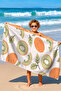Kiwi Fruit Themed Beach Towel - Tropical Modern Green Orange Pool Sea Quick Dry Beach Cover-Up - 6