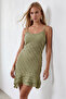 Khaki Strappy Valon Ruffle Fabric Mini Beach Dress Alc-X15554 - 4