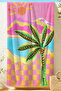 Palm Tropical Pink Beach Towel Coverlet - Mediterranean Modern Colorful Quick-Dry Microfiber Towel Coverlet - 7
