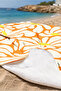 Orange Beach Towel with Daisy Flowers - Retro Bohemian Yellow White Pool Sea Bath Beach Cover - 3