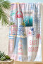 Sea Shell Lantern and Marine Beach Towel - Pastel Mediterranean Coast Themed Quick-Dry Towel Coverlet - 7