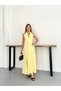 Women's Yellow Halter Neck Slit Summer Dress
