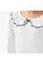 Girls Ruffled Collar T-shirt with Ribbed Texture - Cotton - Long Sleeves - 5