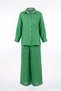 Women's Green Buttoned 100% Linen Tunic and Trousers Two-Piece Set