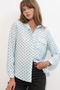 Women's Single Pocket Polka Dot Oversize Shirt 20399 - Blue