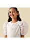 Crew Neck Short Sleeves Top with Heart Embellishment Detail - 4