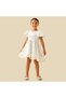Round Neck Short Ruffle Sleeves Dress with Embroidered Lace Detail - 2