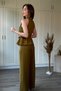 Oil Green Gold Accessory Detailed Flounce Jumpsuit - 7