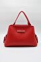 Women's Red Crossbody Hand and Shoulder Bag with Internal Pocket, Front Accessory and Belt Detail - 2