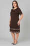Plus Size Short Sleeve Viscose Dress with Leopard Trim on the Sleeves and Skirt - 2