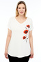 Plus Size Poppy Printed V-Neck Short Sleeve Wide Hem Blouse - 3