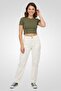 Women Straight Fit Solid Cargo Pants, Off White - 2