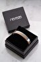 Chrome Plated Leather Detailed Double Row Men's Steel Bracelet - 2