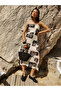 Women's Ecru Embroidered A-Line Midi Dress