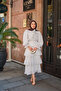 Women's Collar Tie Polka Dot Skirt Layered Suit White - 3