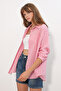 Women's Striped Oversize Shirt 20293 - Salmon - 4