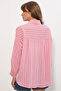 Women's Striped Oversize Shirt 20293 - Salmon - 7