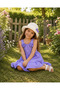 Girl's Gingham Patterned Strap Summer Dress and Straw Hat Set - 3