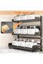 Adjustable Kitchen Spice Rack Organizer, Space Saving Metal Storage Shelf with Multiple Tiers and Utility Hooks - 4