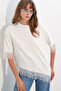 Women's Lace Detailed Oversize Blouse 40002 - White
