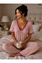 Women's Patterned Short Sleeve Report Pajama Set - 5